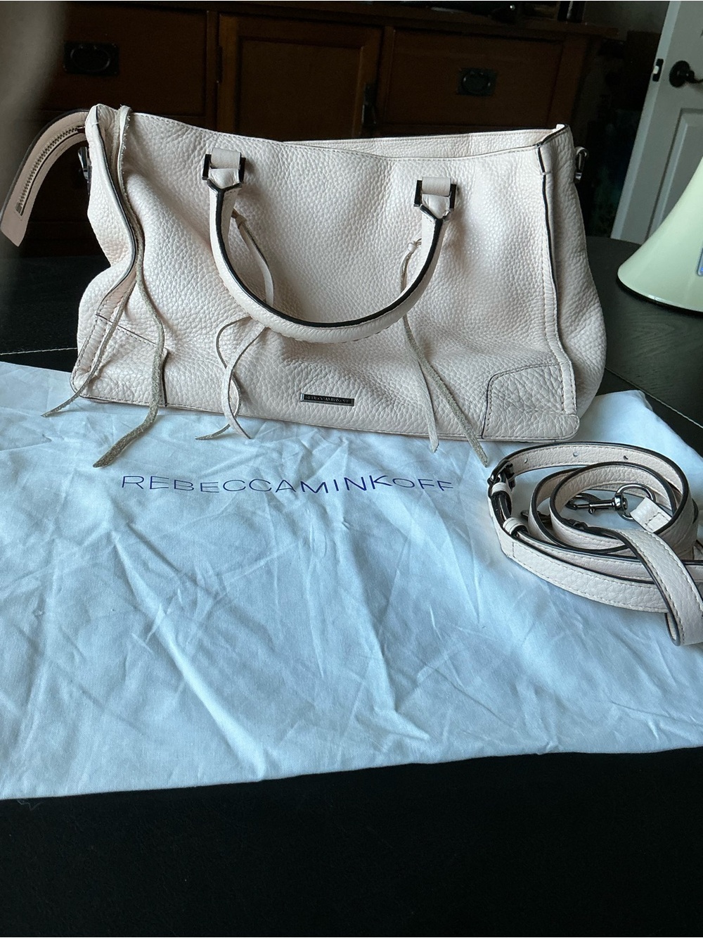 Rebekah Minkoff  Regan Leather Satchel Bag in Light Blush Pink